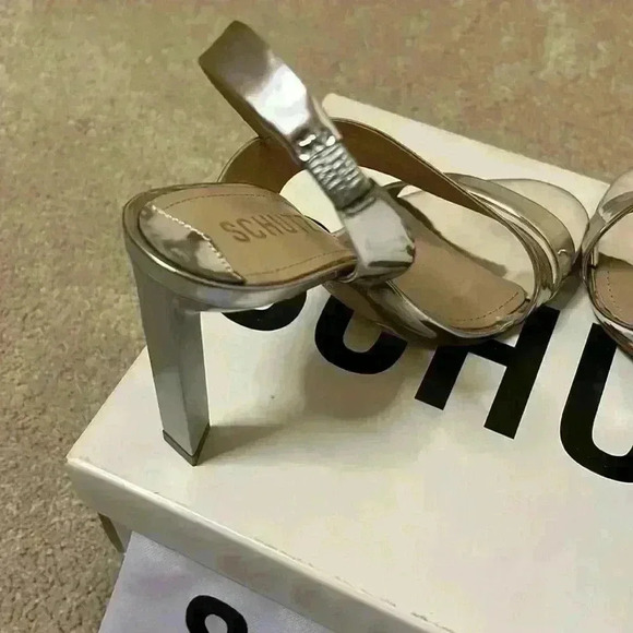 Schutz Dannie Slingback NWT High Heel Sandals Prata Silver - Picture 4 of 5